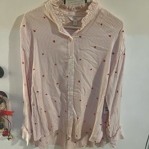 Heart buttons down blouse